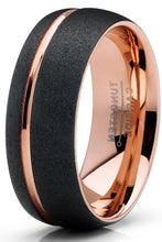 Men's Tungsten Carbide Ring Dome Sandblasted Black Rose Wedding Band 8MM