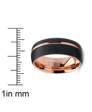 Men's Tungsten Carbide Ring Dome Sandblasted Black Rose Wedding Band 8MM