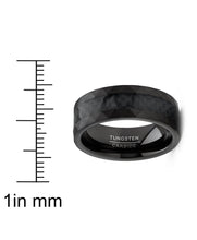 Men's Tungsten Carbide Ring Carbon Fiber Inlay Hammered Wedding Band Black 8MM