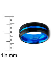 Men's Tungsten Carbide Ring Grooved Wedding Band Color Interior 8MM Blue Red Green Red