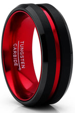 Men's Tungsten Carbide Ring Grooved Wedding Band Color Interior 8MM Blue Red Green Red