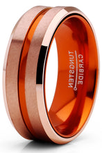 Tungsten Carbide Ring Wedding Band Rose Goldtone Orange Interior Comfort-Fit 8MM Unisex