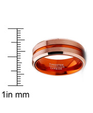 Tungsten Carbide Ring Wedding Band Rose Goldtone Orange Interior Comfort-Fit 8MM Unisex