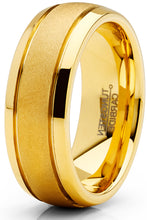 Men's Tungsten Carbide Ring Black Goldtone Dome Sandblasted Wedding Band 8MM