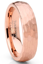 Men's Tungsten Carbide Wedding Band Ring Hammered Rosegold-Tone Comfort-Fit 6MM Unisex