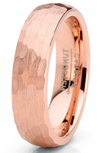 Men's Tungsten Carbide Wedding Band Ring Hammered Rosegold-Tone Comfort-Fit 6MM Unisex