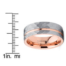 Men's Hammered Grooved Tungsten Carbide Wedding Band Ring Silver Rosegold-tone Comfort-Fit 8MM