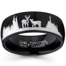 Men's Hunting Ring Black Tungsten Wedding Band Deer Nature Outdoors 8MM