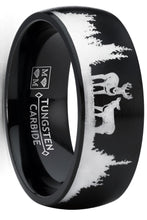 Men's Hunting Ring Black Tungsten Wedding Band Deer Nature Outdoors 8MM