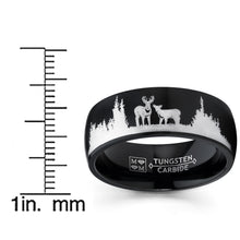 Men's Hunting Ring Black Tungsten Wedding Band Deer Nature Outdoors 8MM