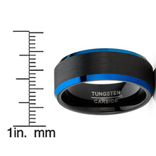 Men's High-Polish Black Blue Tungsten Ring Wedding Band 8MM Comfort-Fit