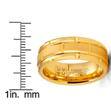 Mens Tungsten Carbide Brick Pattern Wedding Band Engagement Ring 8MM Goldtone