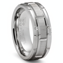 Tungsten Carbide Brick Pattern Wedding Band Engagement Ring 8MM Comfort-Fit