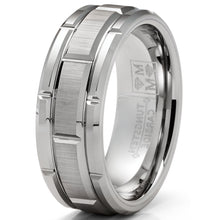 Mens Tungsten Carbide Brick Pattern Wedding Band Engagement Ring 8MM Comfort-Fit