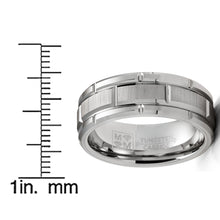 Mens Tungsten Carbide Brick Pattern Wedding Band Engagement Ring 8MM Comfort-Fit