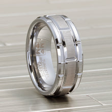 Mens Tungsten Carbide Brick Pattern Wedding Band Engagement Ring 8MM Comfort-Fit