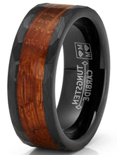 Whiskey Barrel Oakwood Tungsten Carbide Ring Wedding Band Black Inlay 8MM