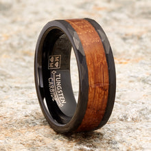 Whiskey Barrel Oakwood Tungsten Carbide Ring Wedding Band Black Inlay 8MM