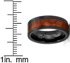 Whiskey Barrel Oakwood Tungsten Carbide Ring Wedding Band Black Inlay 8MM