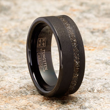 Black Sandblased Pipe-cut Tungsten Carbide Titanium Ring Wedding Band 8MM