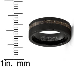 Black Sandblased Pipe-cut Tungsten Carbide Titanium Ring Wedding Band 8MM