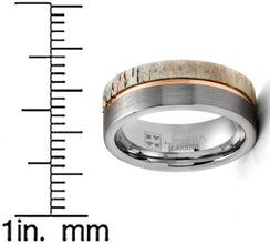 Deer Antler Tungsten Carbide Ring Rose Goldtone Groove Wedding Band 8MM