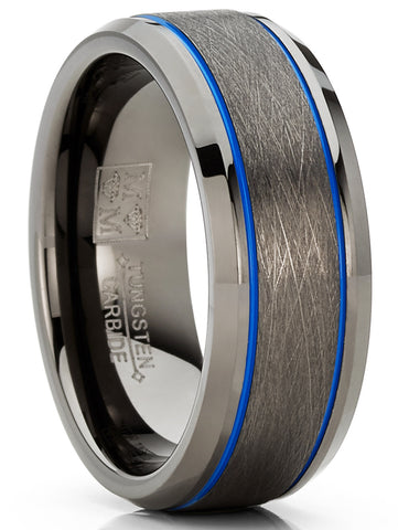 Mens Gunmetal Tungsten Law Enforcement Police Military Army Ring Wedding Band