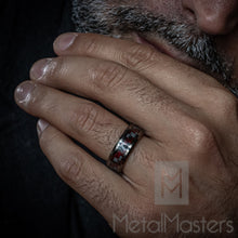 Gunmetal Tungsten Carbide Ring Black Red Carbon Fiber Inlay Wedding Band 8MM