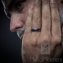 Mens Blue Lapis Lazuli Tungsten Carbide Ring Rose Goldtone Wedding Band Black 6MM