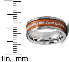 Deer Antler Whiskey Barrel Tungsten Carbide Ring Hammered Wedding Band 8MM