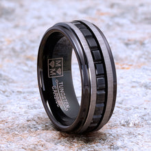 Tungsten Men's Eternity Princess Ring Two-Tone Wedding Band 8MM