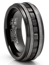 Tungsten Men's Eternity Princess Ring Two-Tone Wedding Band 8MM