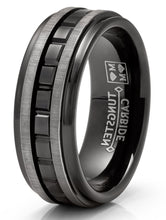 Tungsten Men's Eternity Princess Ring Two-Tone Wedding Band 8MM