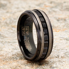 Tungsten Men's Eternity Princess Ring Two-Tone Wedding Band 8MM