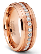 Rosegold-tone Tungsten Carbide Eternity Ring Wedding Band Round Cubic Zirconia 8MM