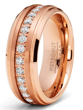 Rosegold-tone Tungsten Carbide Eternity Ring Wedding Band Round Cubic Zirconia 8MM