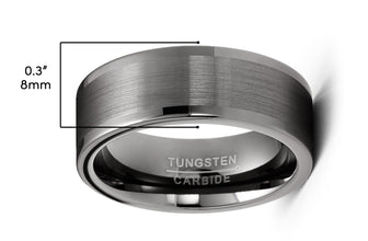 Mens Tungsten Carbide Ring Wedding Band Gunmetal Comfort-fit 8MM