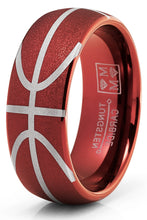 Men's Basketball Ring Tungsten Carbide Sports Ball Textured Comfort-Fit 8MM