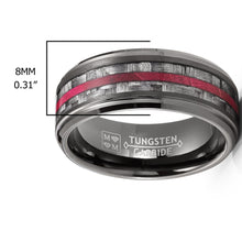 Carbon Fiber Tungsten Carbide Ring Red Wood Wedding Band Gunmetal 8MM