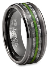 Carbon Fiber Tungsten Carbide Ring Green Wood Wedding Band Gunmetal 8MM