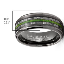 Carbon Fiber Tungsten Carbide Ring Green Wood Wedding Band Gunmetal 8MM