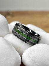 Carbon Fiber Tungsten Carbide Ring Green Wood Wedding Band Gunmetal 8MM