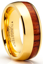 Men's Tungsten Wedding Band Engagement Ring Koa Wood Goldtone 8MM Comfort-Fit