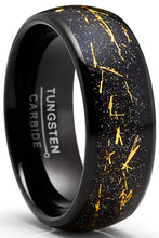 Men's Tungsten Wedding Band Star Dust Black Engagement Ring Metal Shavings 8MM