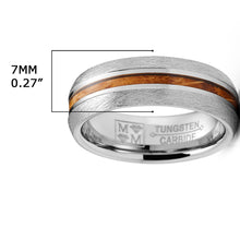 Men's Tungsten Wedding Band Whiskey Barrel Wood Engagement Ring 7MM Comfort-Fit