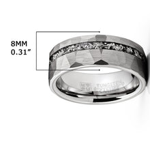 Men's Tungsten Carbide Ring Hammered Meteorite Wedding Band 8MM Silvertone Black