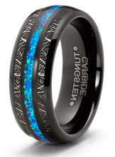 Tungsten Carbide Mens Wedding Band Blue Titanium Shaving Inlay Engagement Ring Black