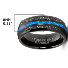 Tungsten Carbide Mens Wedding Band Blue Titanium Shaving Inlay Engagement Ring Black