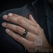 Men's Tungsten Carbide Ring Dome Real Black Wood Inlay Wedding Band 8MM