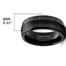 Men's Tungsten Carbide Ring Dome Real Black Wood Inlay Wedding Band 8MM